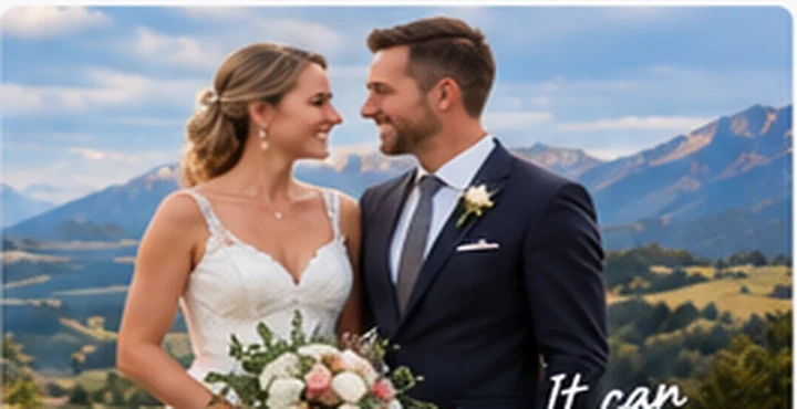 Newly married couple in a New Zealand mountain setting